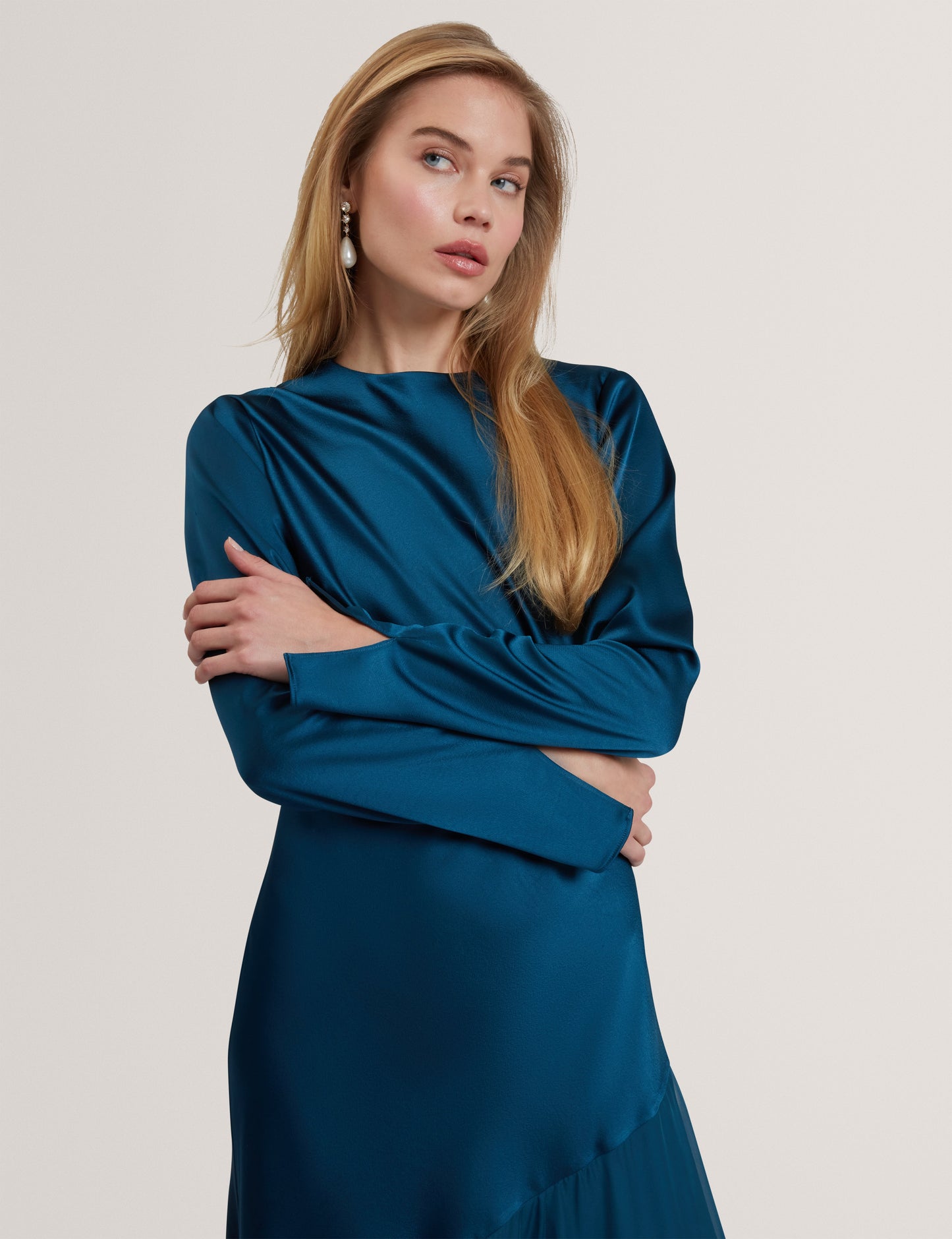 SHKYE: Diagonal Waist Seam Maxi Dress