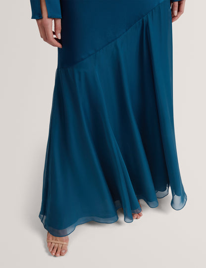 SHKYE: Diagonal Waist Seam Maxi Dress