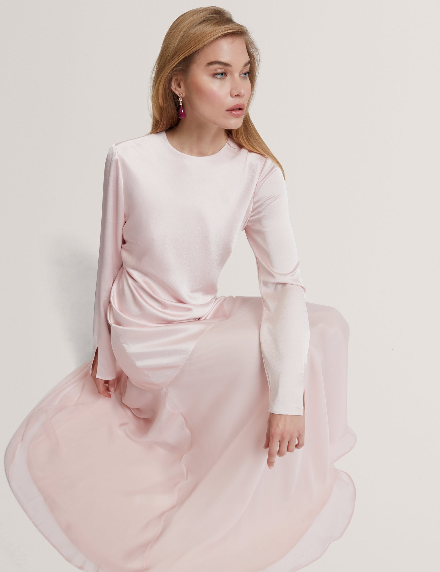 SHKYE: Diagonal Waist Seam Maxi Dress