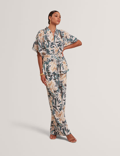 GEHMMA: Printed Tie Detail Shirt