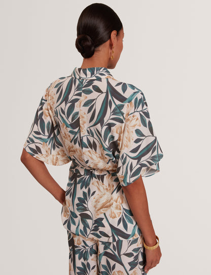 GEHMMA: Printed Tie Detail Shirt