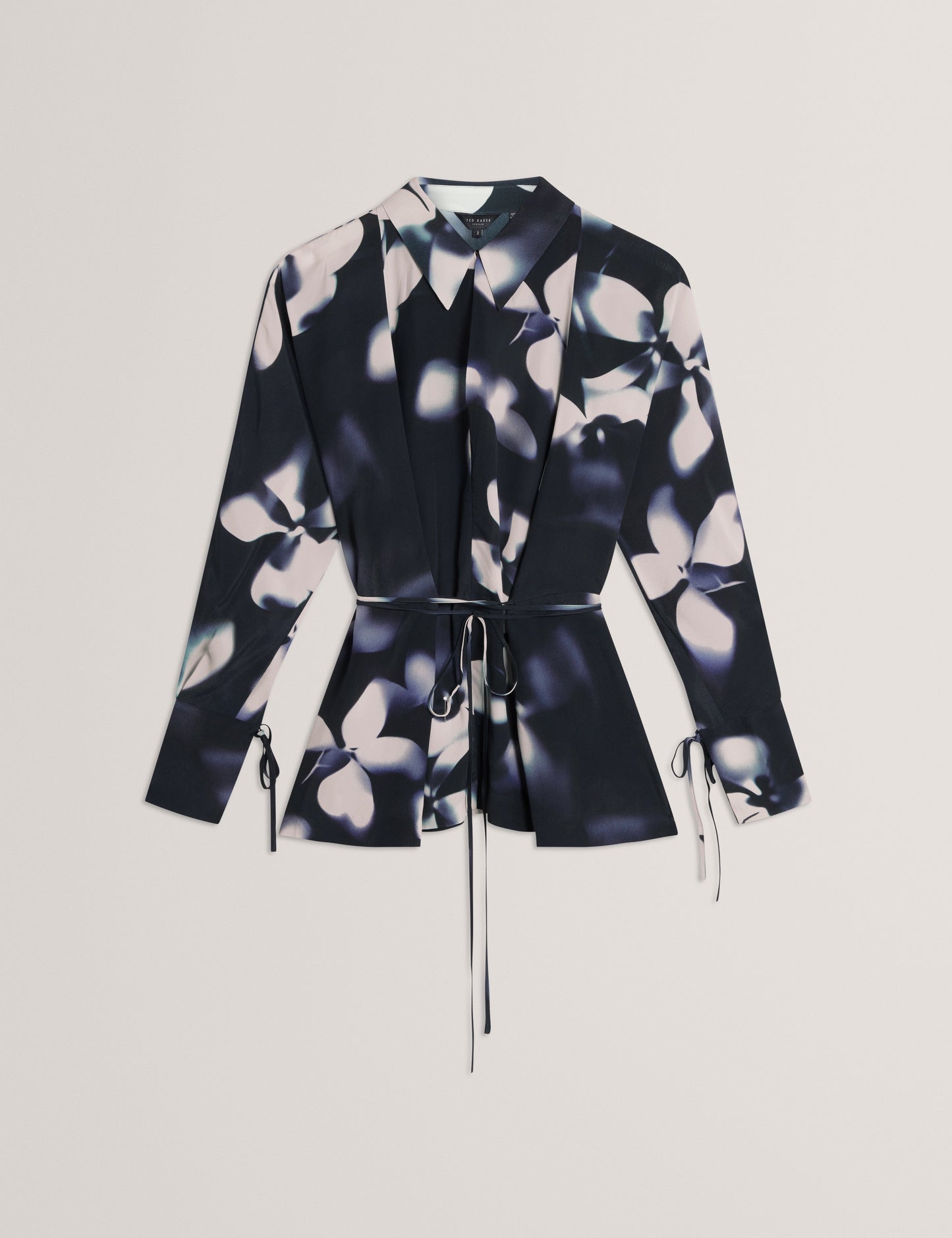 OHRLA: Printed Tie Detail Long Sleeve Shirt