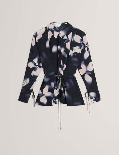 OHRLA: Printed Tie Detail Long Sleeve Shirt