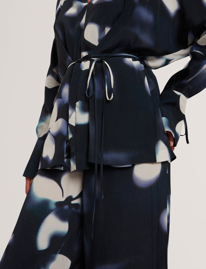 OHRLA: Printed Tie Detail Long Sleeve Shirt