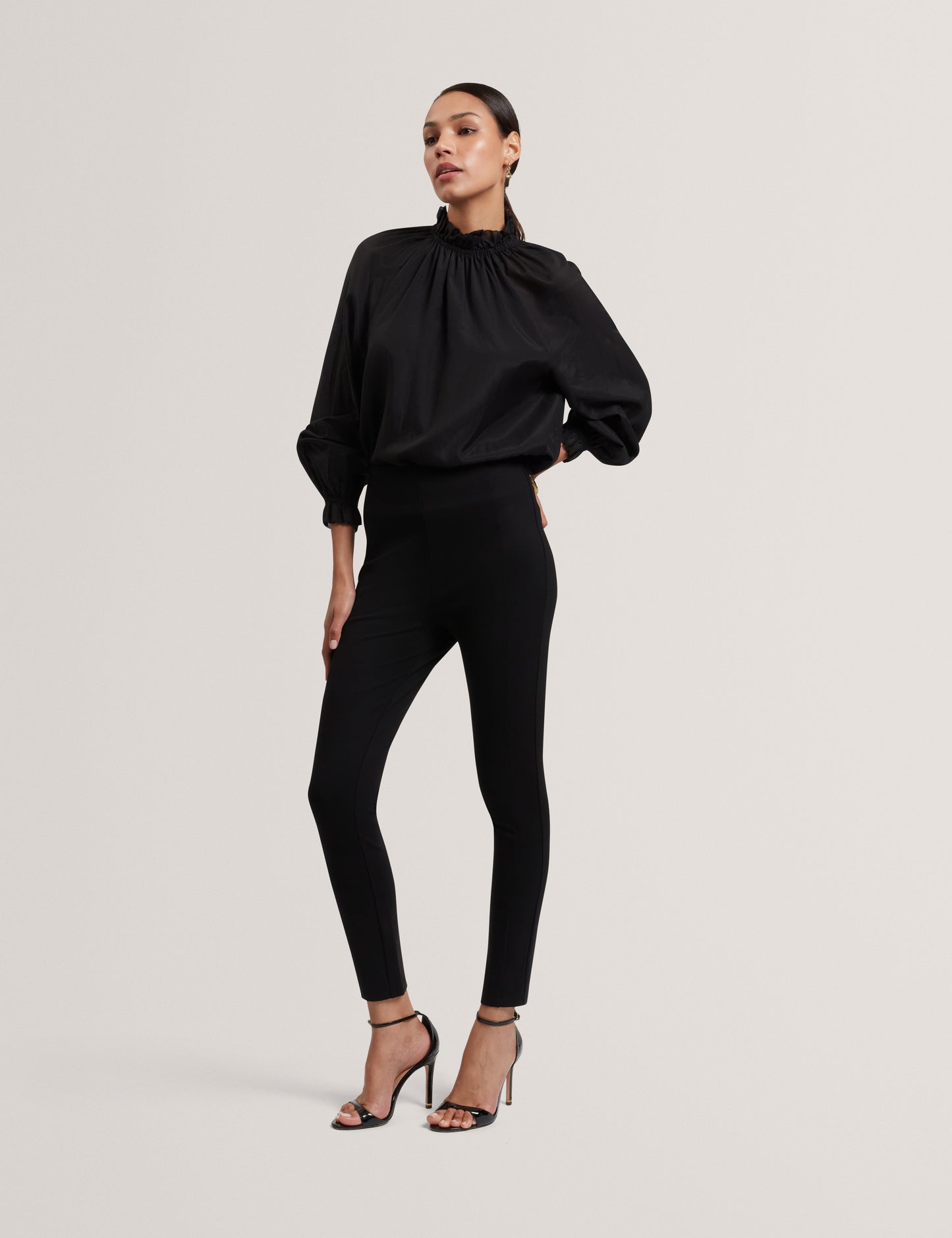 Women's SAMRAA-Gathered Neck Long Sleeve Blouse
