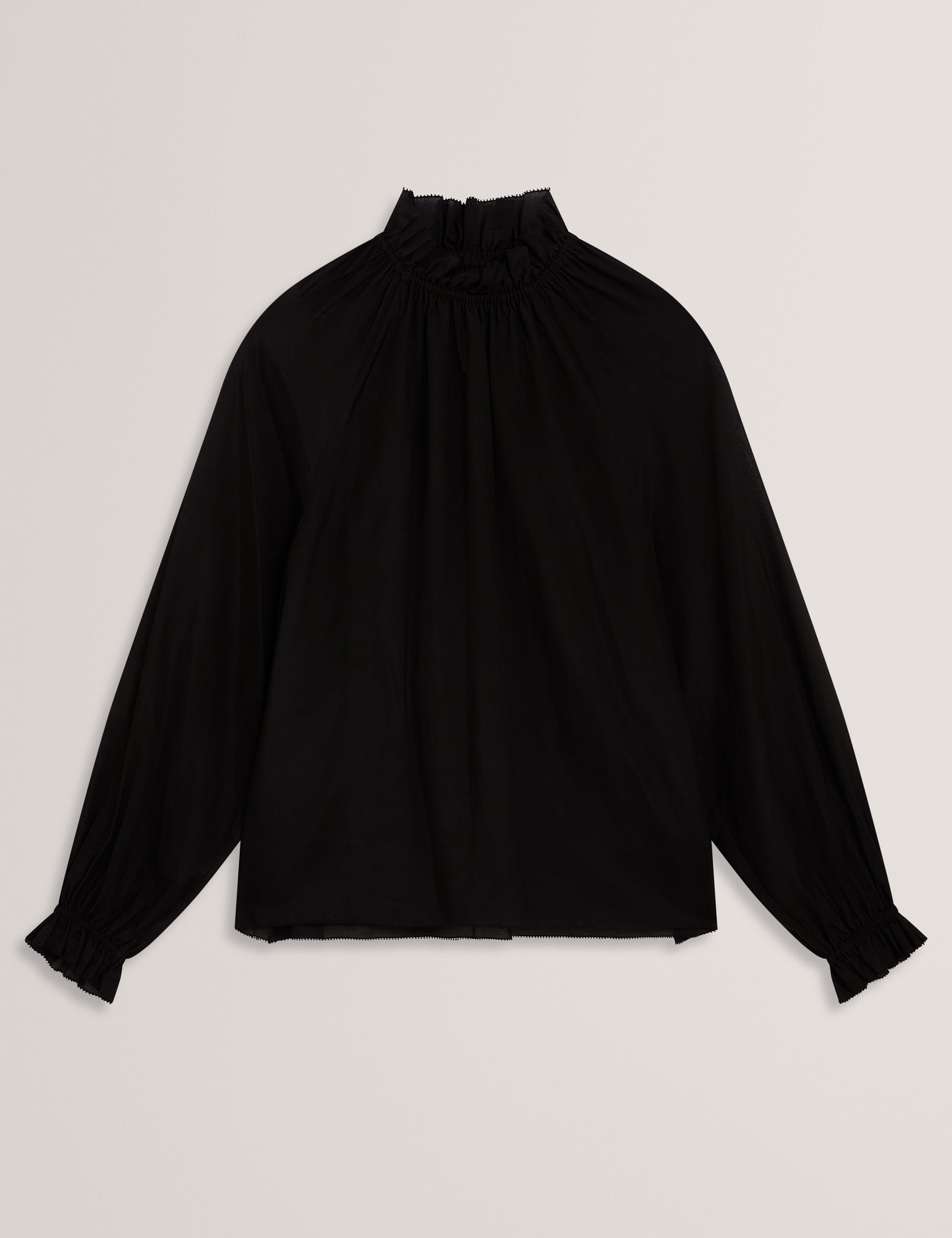 Women's SAMRAA-Gathered Neck Long Sleeve Blouse
