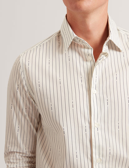 HANGENT: LS Regular Fit Branded Stripe Print Shirt