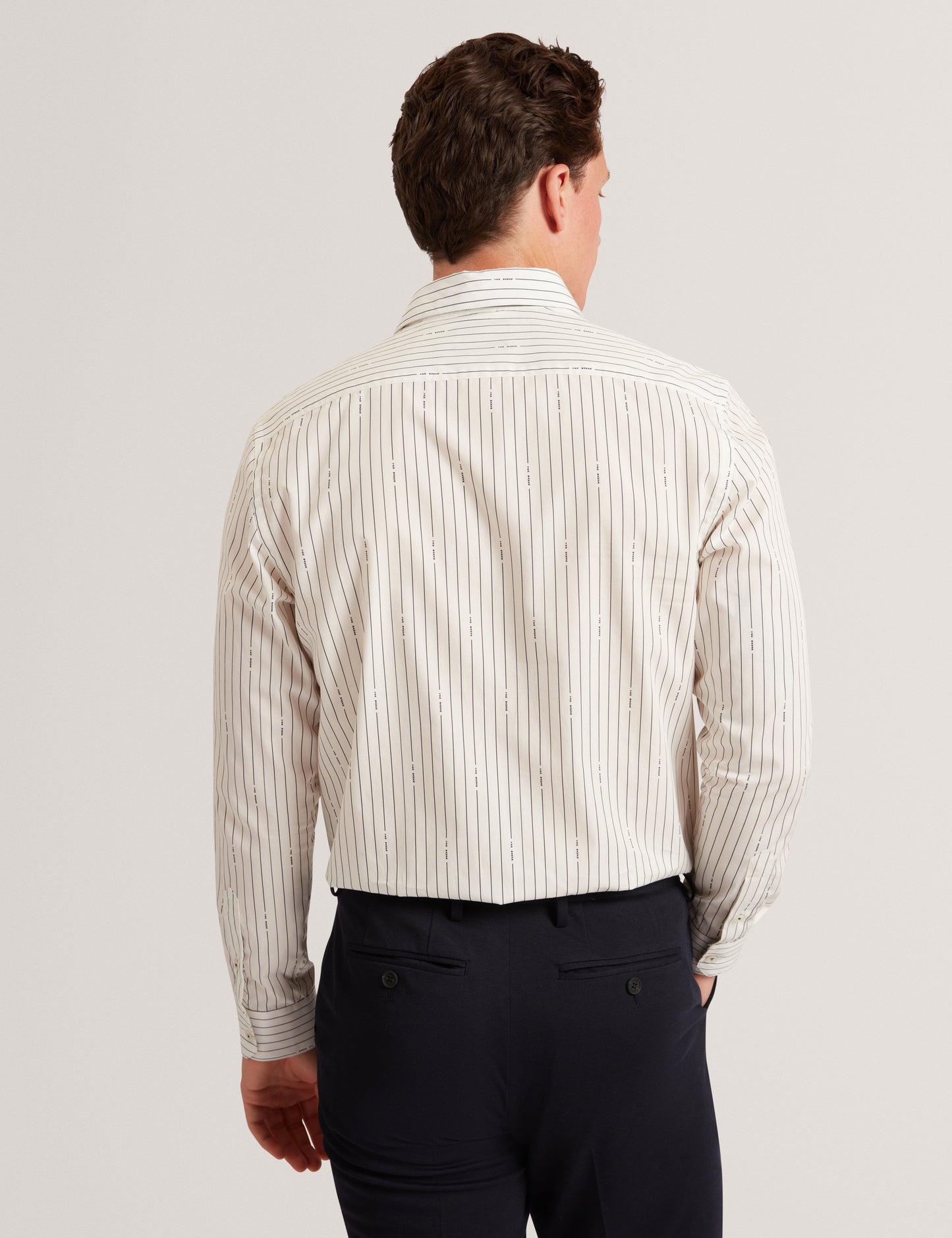 HANGENT: LS Regular Fit Branded Stripe Print Shirt