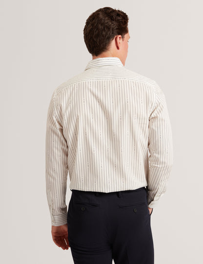 HANGENT: LS Regular Fit Branded Stripe Print Shirt