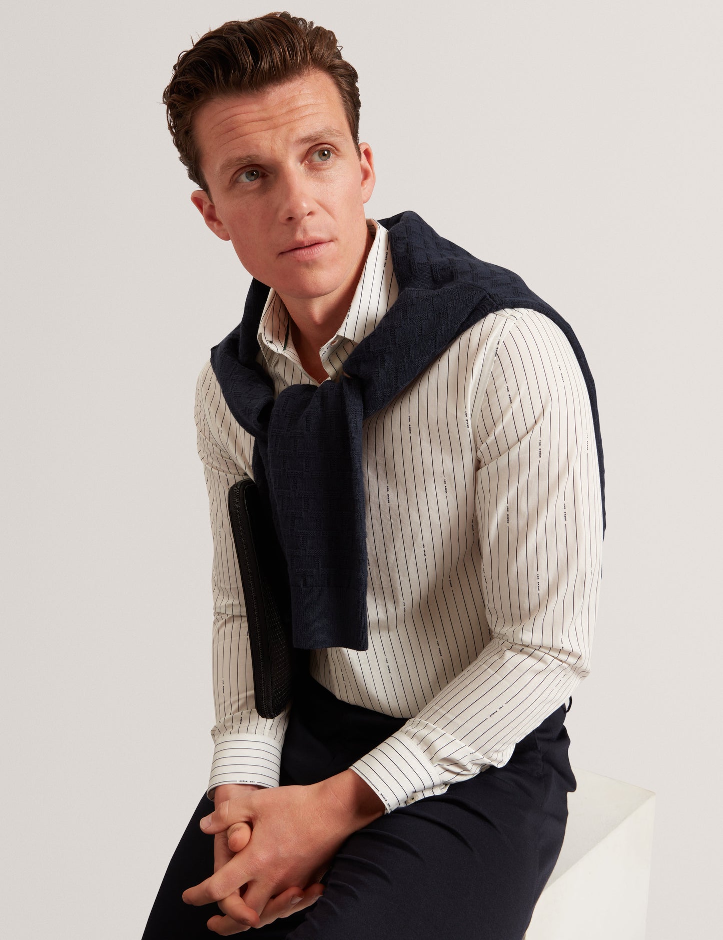 HANGENT: LS Regular Fit Branded Stripe Print Shirt