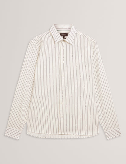 HANGENT: LS Regular Fit Branded Stripe Print Shirt