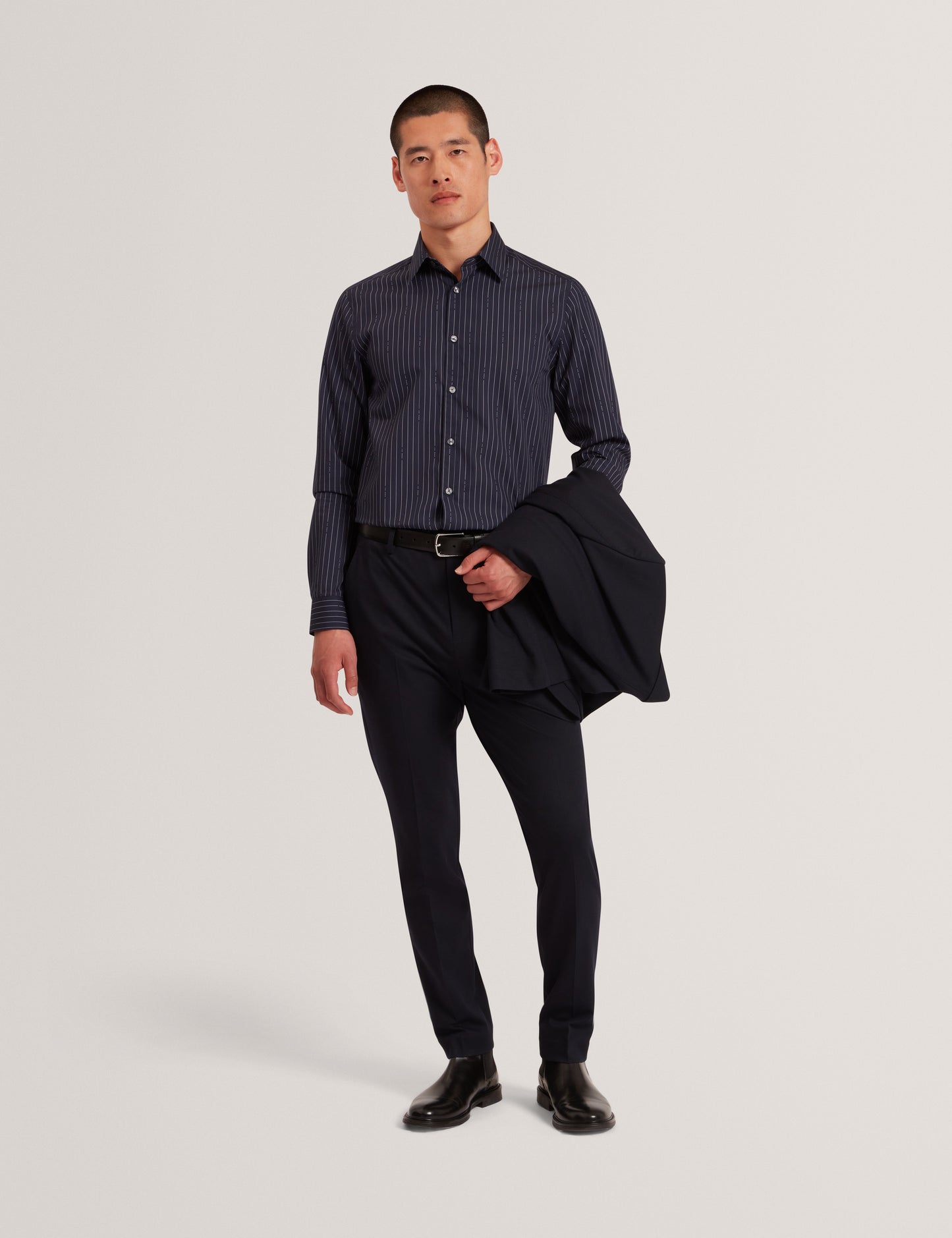 HANGENT: LS Regular Fit Branded Stripe Print Shirt