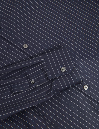 HANGENT: LS Regular Fit Branded Stripe Print Shirt