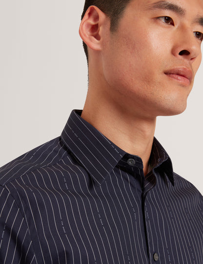 HANGENT: LS Regular Fit Branded Stripe Print Shirt