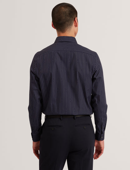HANGENT: LS Regular Fit Branded Stripe Print Shirt