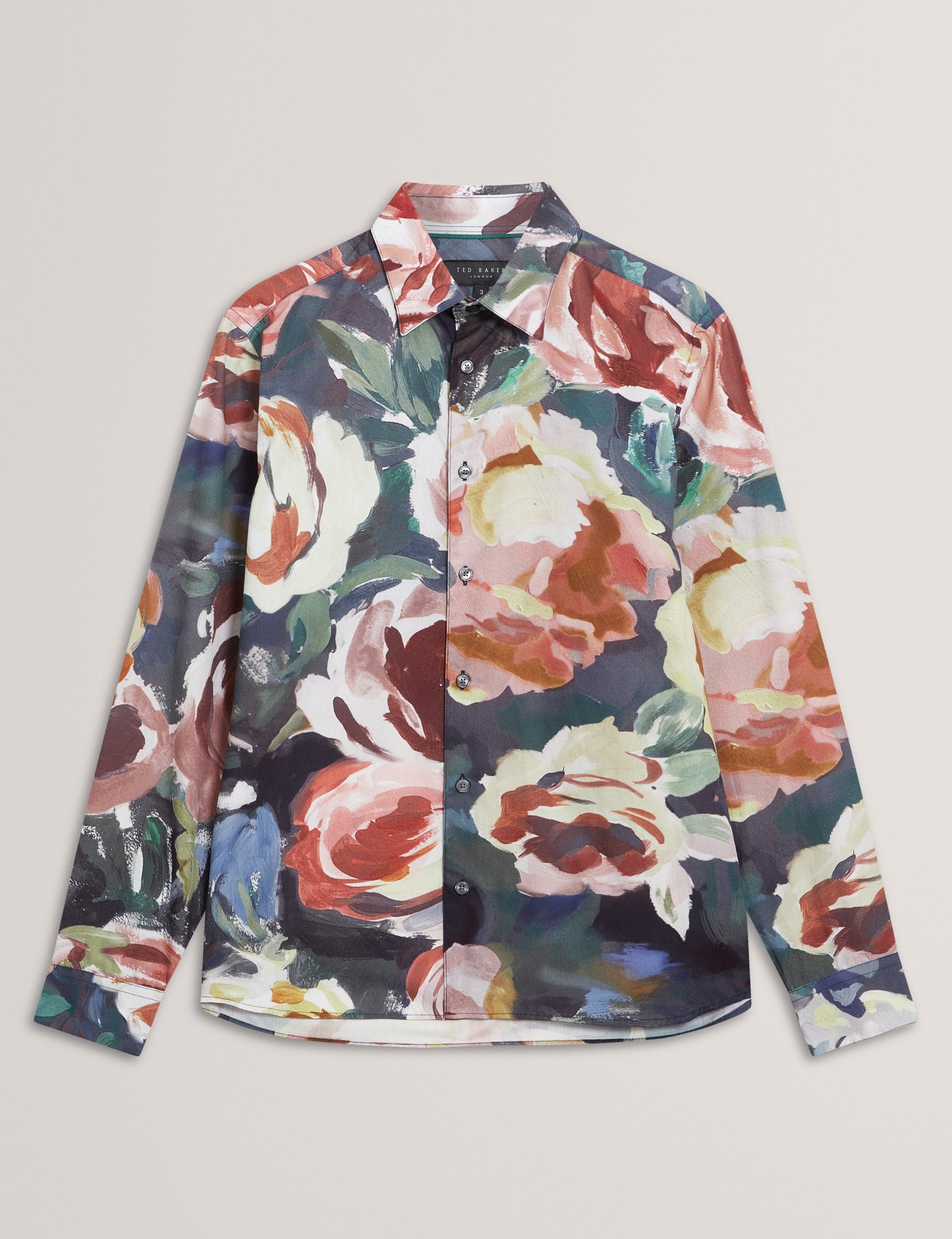 BRYNHIL: LS Regular Fit Large Painted Floral Shirt