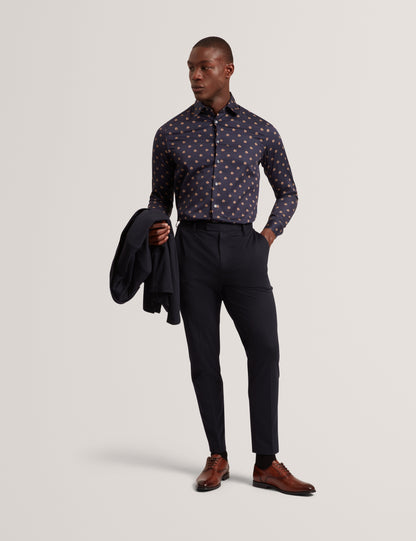 OLUFAR: LS Slim Fit Ditsy Floral Shirt
