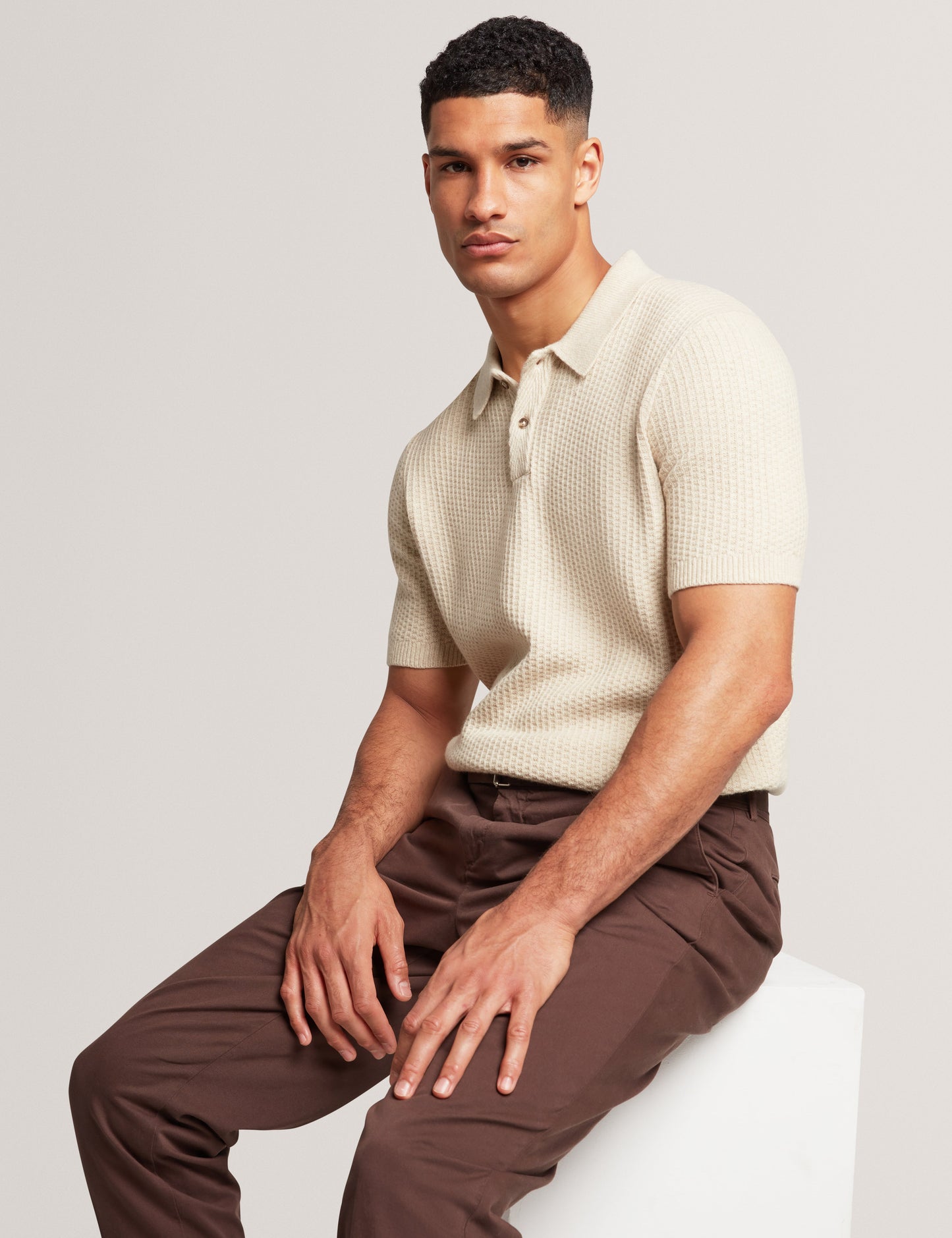 CAELUM: Herringbone Placement Stitch Polo