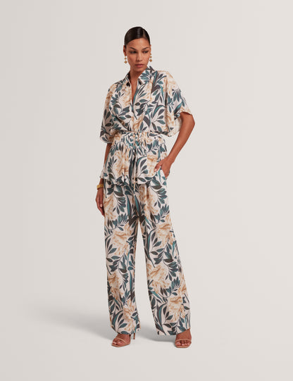 GRIESHA: Printed Mid Rise Straight Leg Trouser