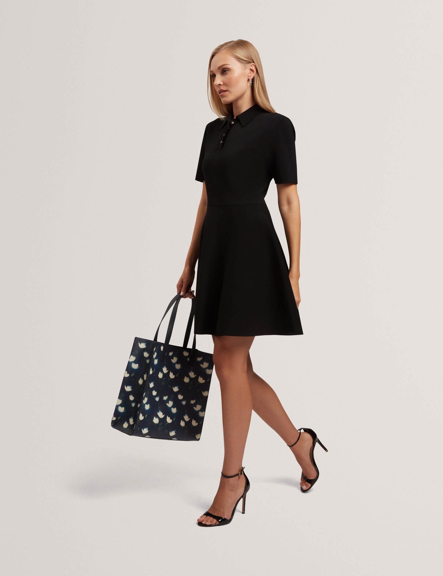 RONDAA: Mini Short Sleeve Knitted Polo Dress