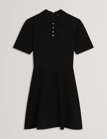 RONDAA: Mini Short Sleeve Knitted Polo Dress