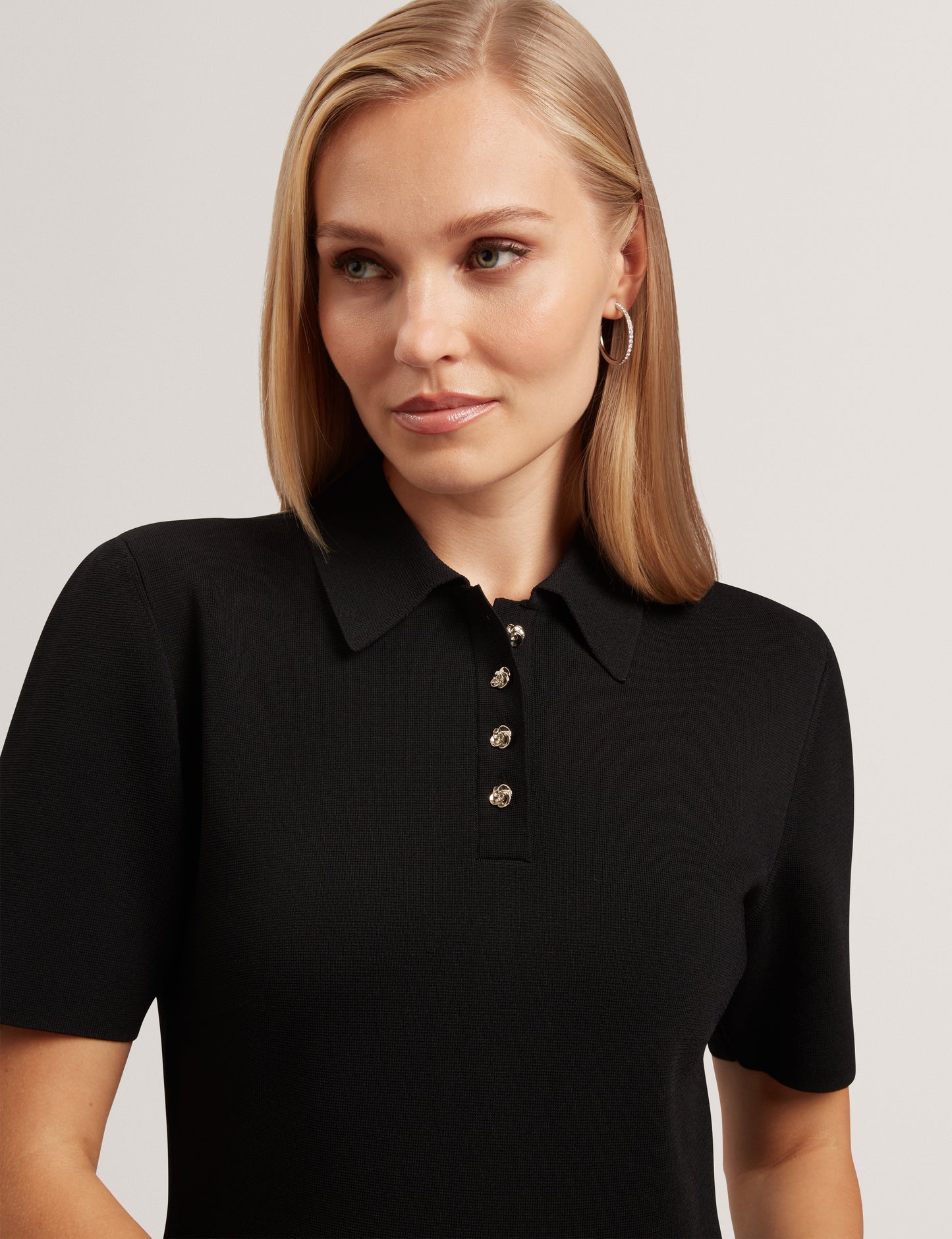 RONDAA: Mini Short Sleeve Knitted Polo Dress