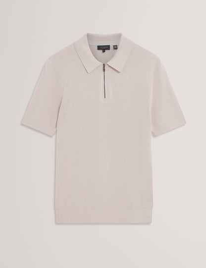 GIVRANS: Silk Blend Zip Polo