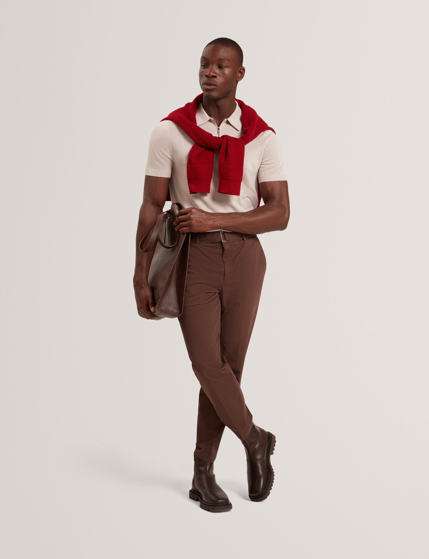 GIVRANS: Silk Blend Zip Polo