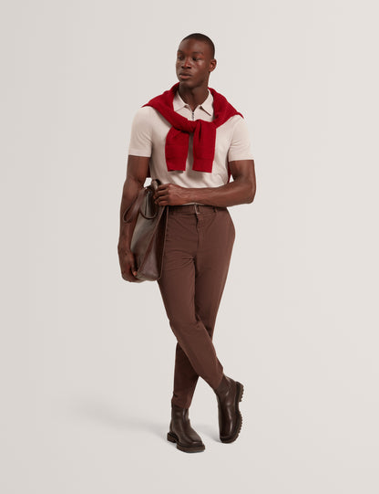 GIVRANS: Silk Blend Zip Polo