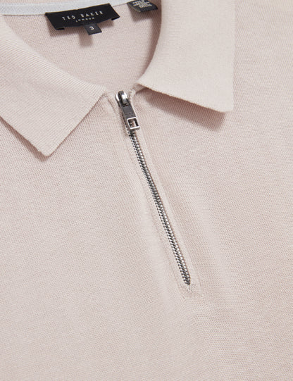 GIVRANS: Silk Blend Zip Polo