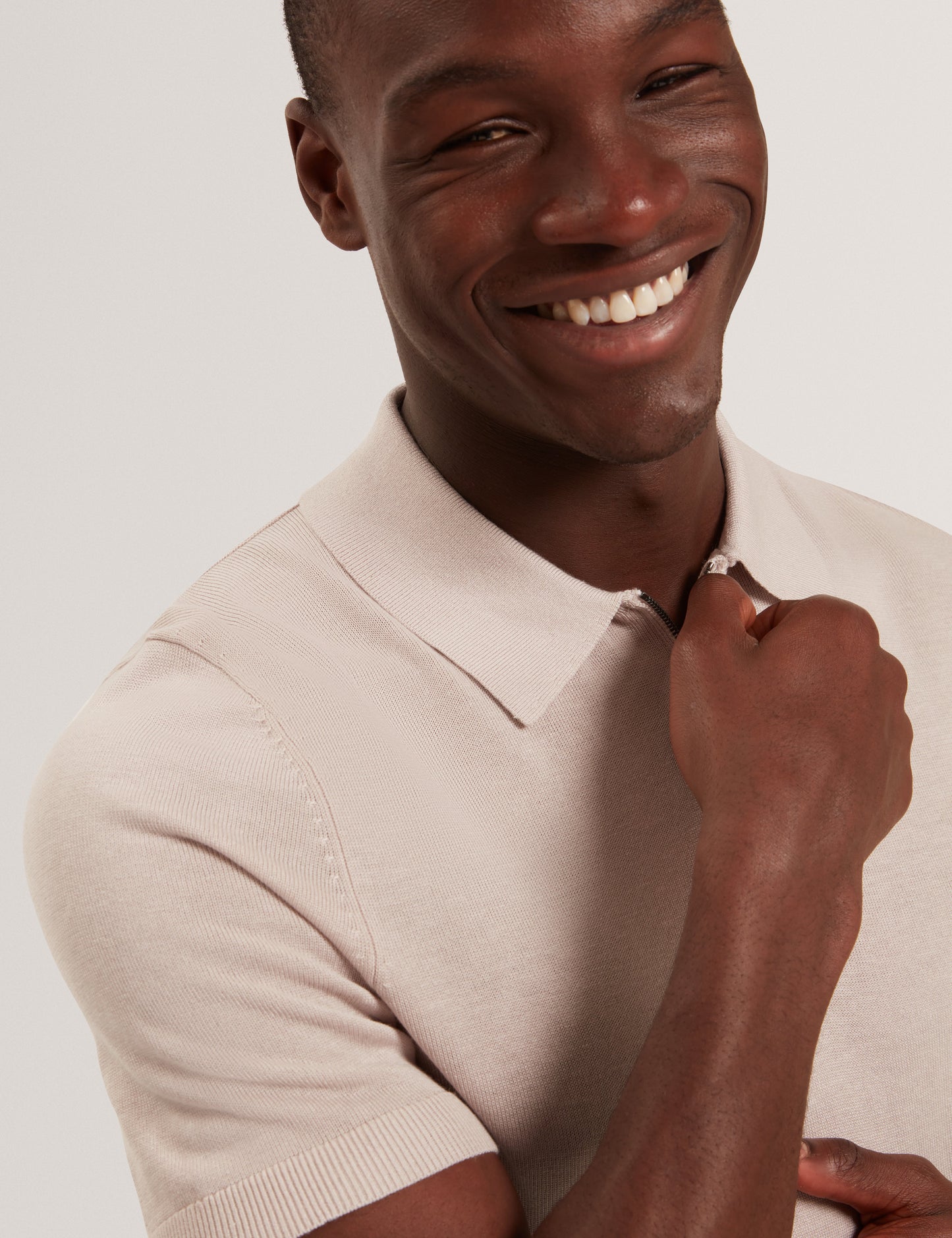 GIVRANS: Silk Blend Zip Polo