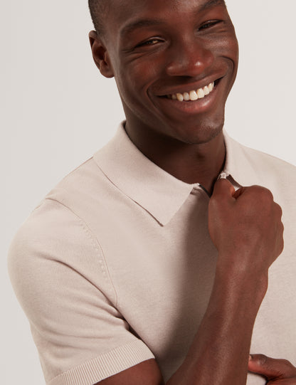 GIVRANS: Silk Blend Zip Polo