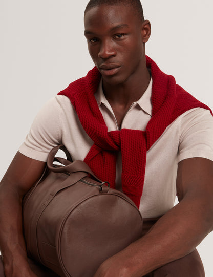GIVRANS: Silk Blend Zip Polo