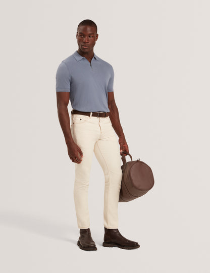 GIVRANS: Silk Blend Zip Polo
