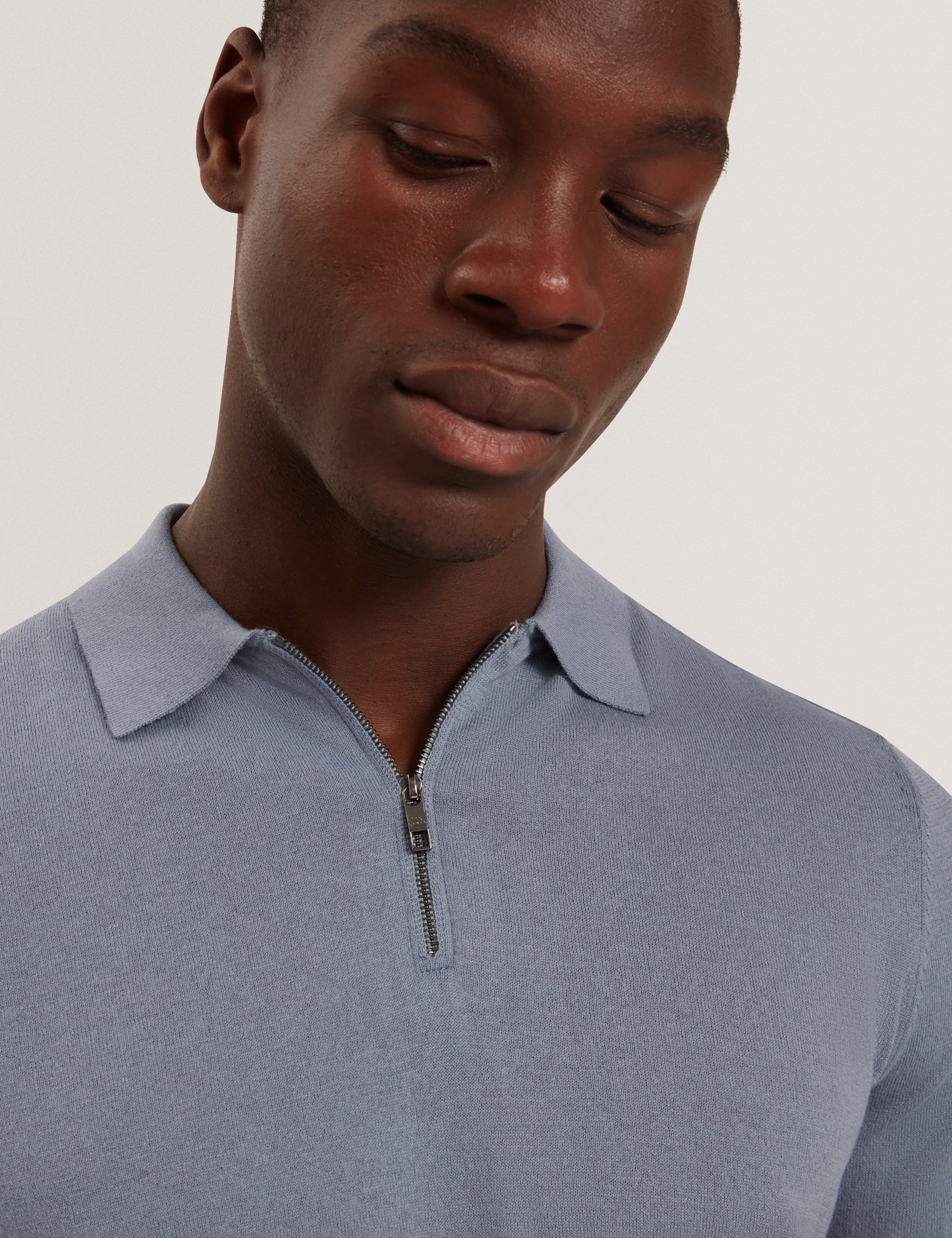 GIVRANS: Silk Blend Zip Polo
