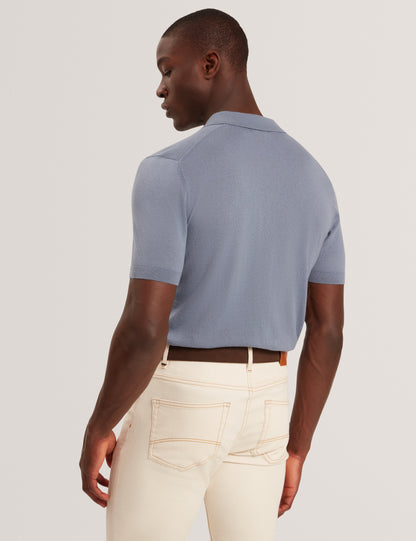 GIVRANS: Silk Blend Zip Polo
