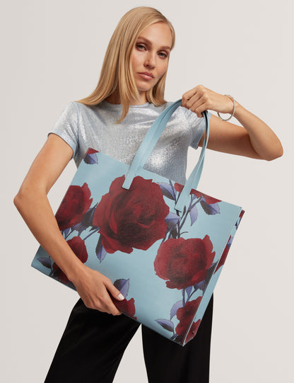 EMBERLI: Extra Large Rose Print Icon Bag