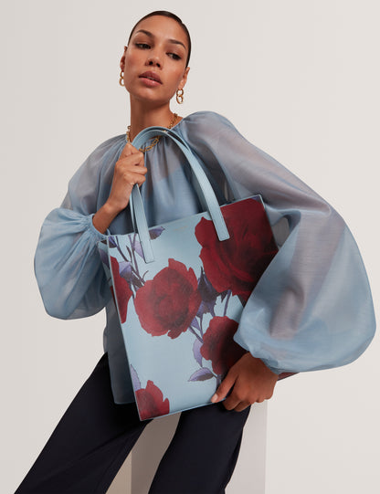 Women's ELYZAA-Large Rose Print Icon Bag