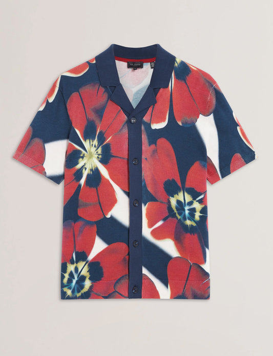 WYRIC: Floral Print Knitted Shirt