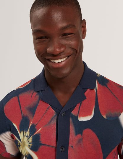 WYRIC: Floral Print Knitted Shirt