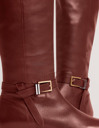CLORETT: Belt Detail Riding Flat Boot