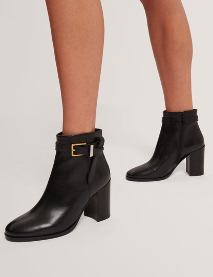 CLEONNA: Belt Detail Heeled Ankle Boot