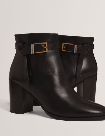 CLEONNA: Belt Detail Heeled Ankle Boot