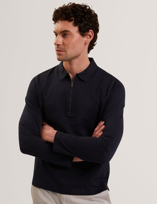WYTHER: Ls Mixed Texture Stripe Half Zip