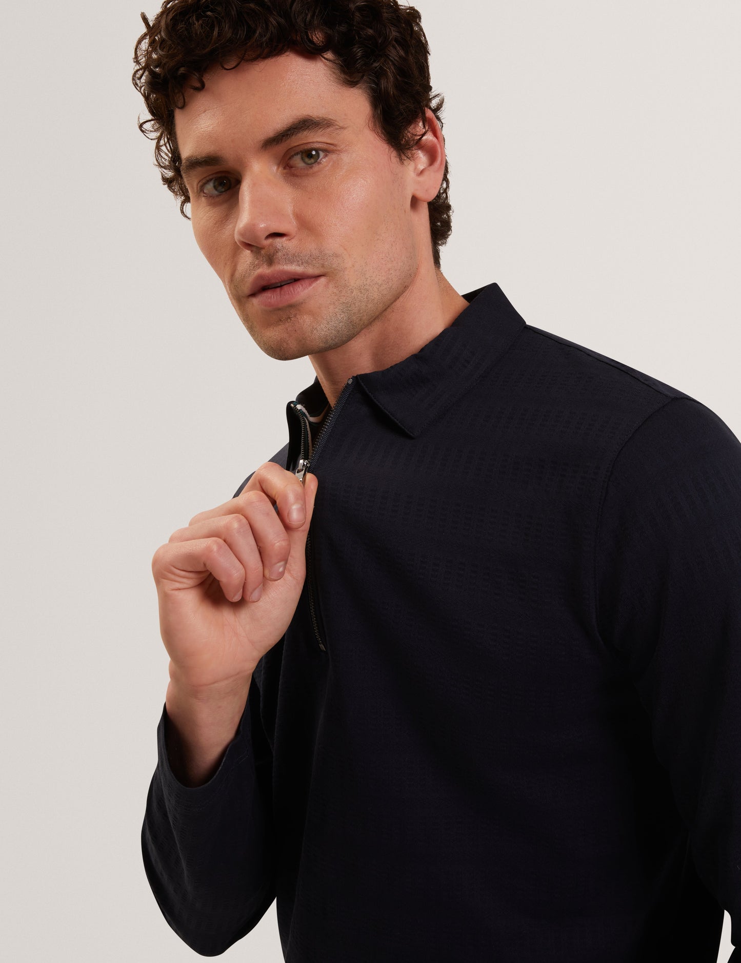 WYTHER: Ls Mixed Texture Stripe Half Zip