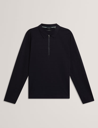 WYTHER: Ls Mixed Texture Stripe Half Zip