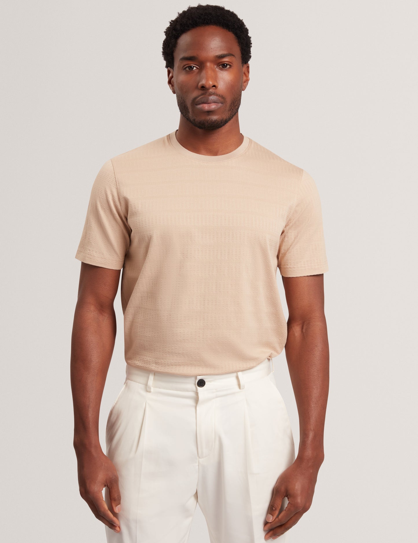 XADIEL: Ss Mixed Texture Stripe T-Shirt