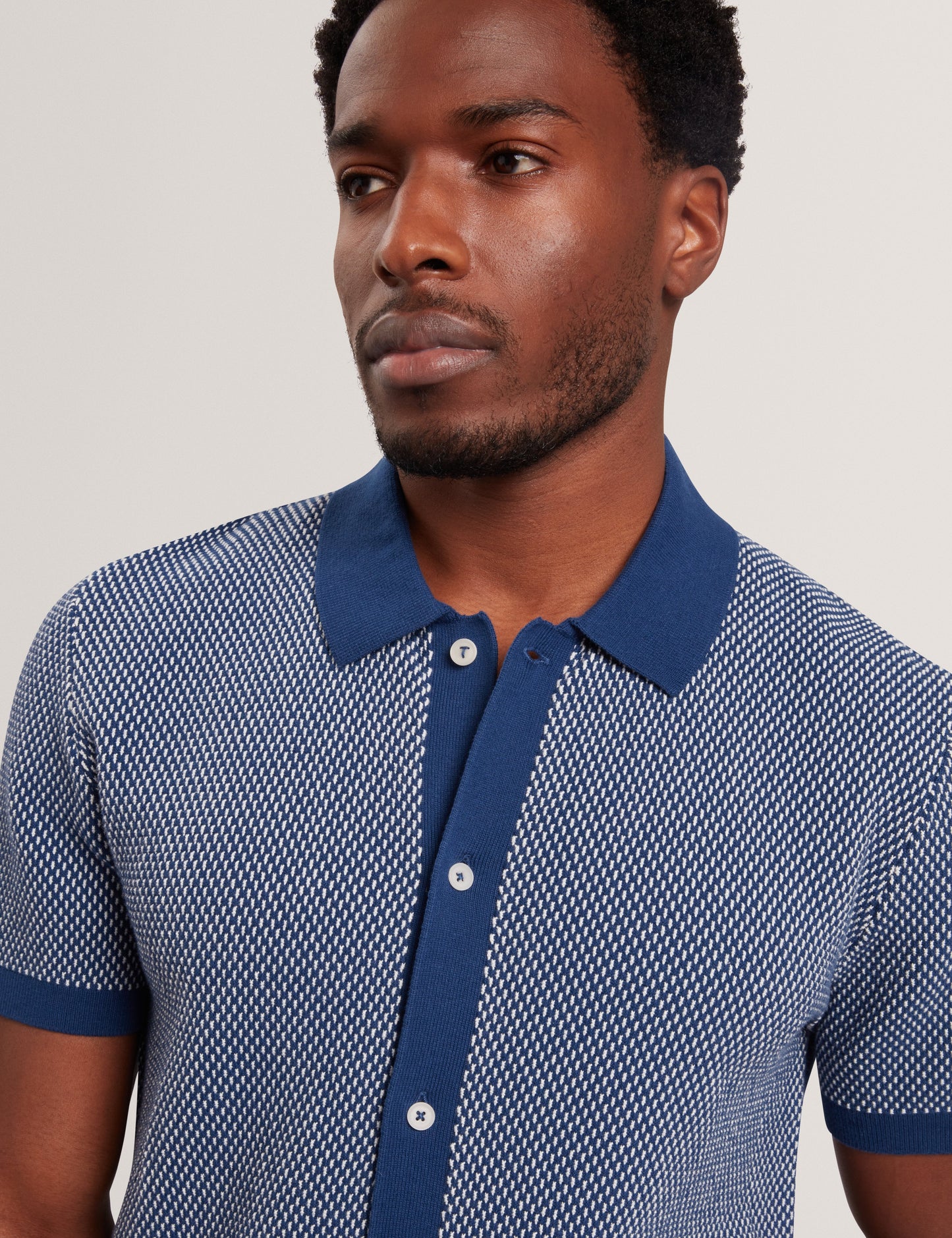 NOLIVA: Ss Small Stitch Button Through Polo