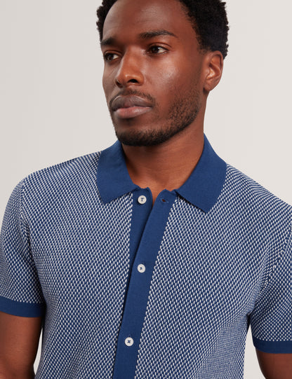 NOLIVA: Ss Small Stitch Button Through Polo