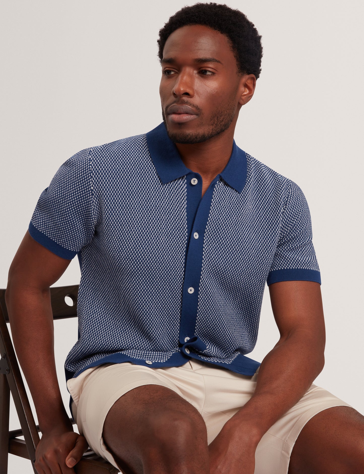 NOLIVA: Ss Small Stitch Button Through Polo